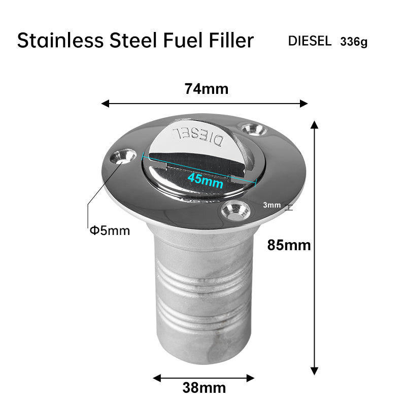 316 Stainless Steel Boat Deck Fill – Marine Water & Fuel Filler with Key Lock & Chain