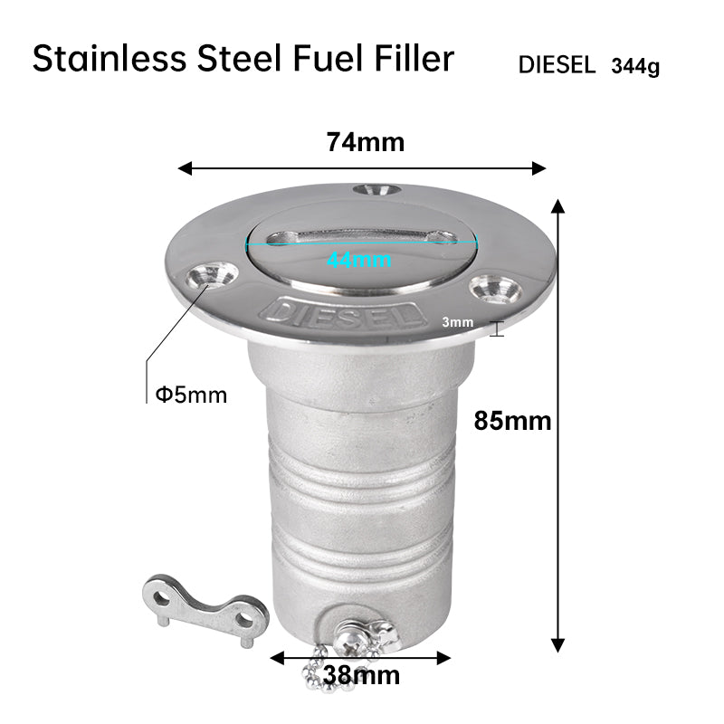 316 Stainless Steel Boat Deck Fill – Marine Water & Fuel Filler with Key Lock & Chain
