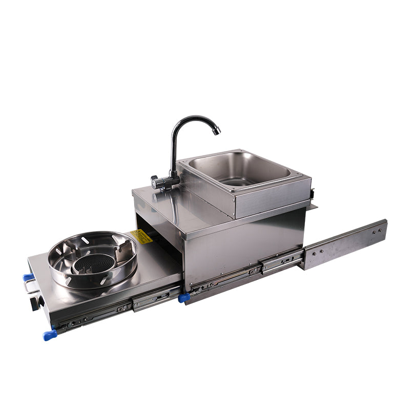 RV Pull-Out Gas Stove with Integrated Sink