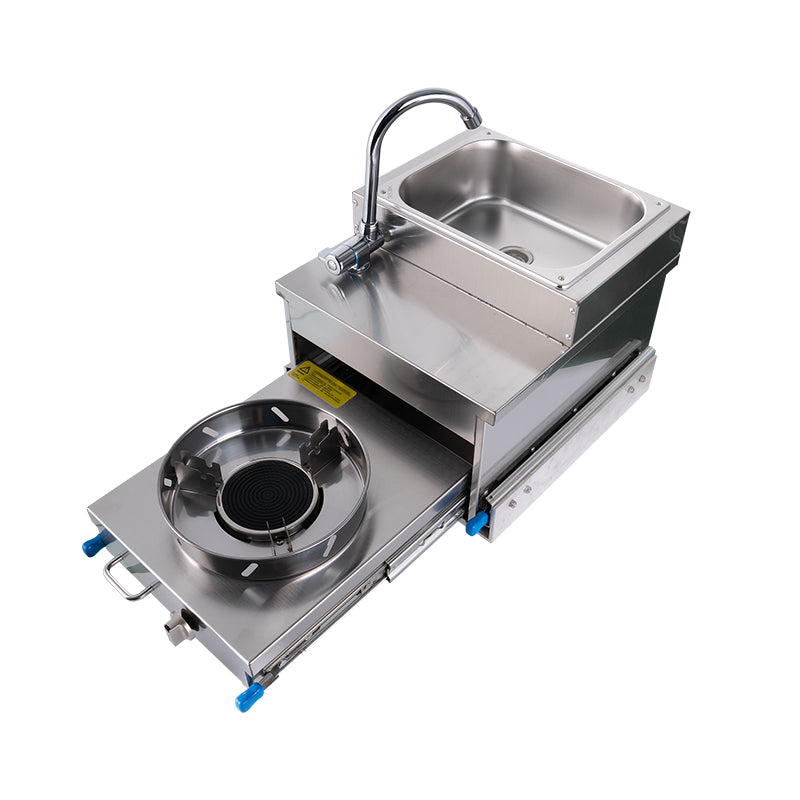 RV Pull-Out Gas Stove with Integrated Sink