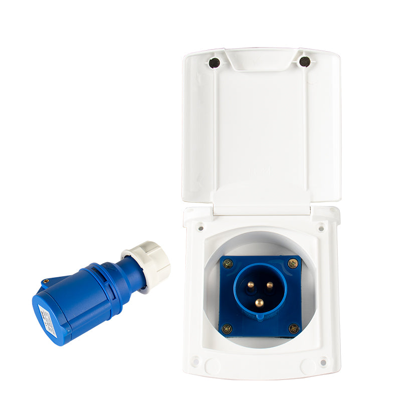 RV Shore Power Inlet Socket with Magnetic Cover | IP44 Weatherproof | 16A / 32A