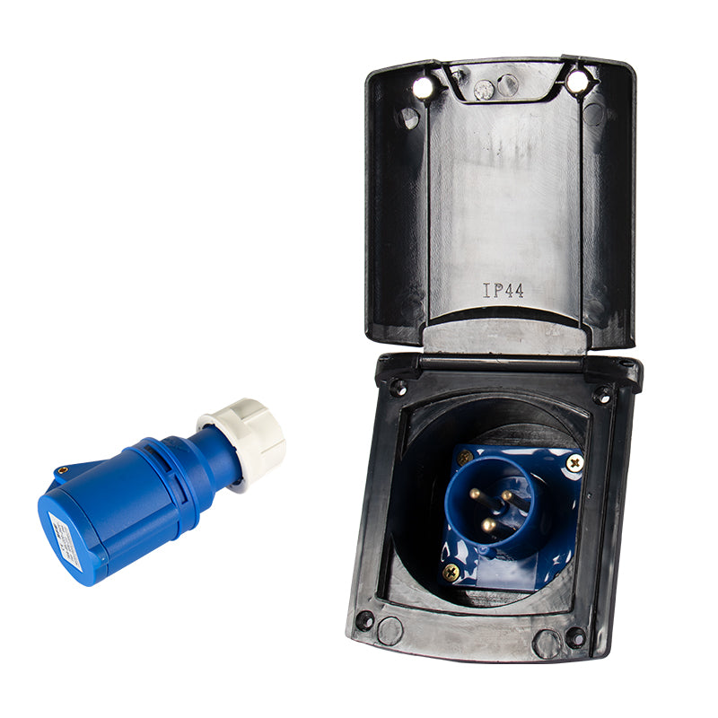 RV Shore Power Inlet Socket with Magnetic Cover | IP44 Weatherproof | 16A / 32A