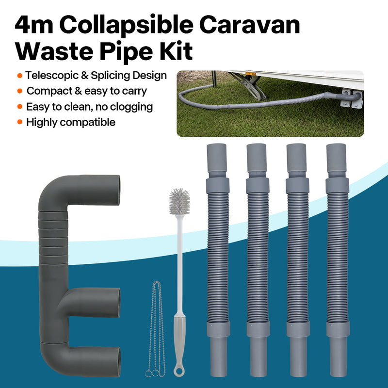 Flexible RV Sewer Hose Kit with Adapters — Camper Waste Water Drainage Set | Product image 1