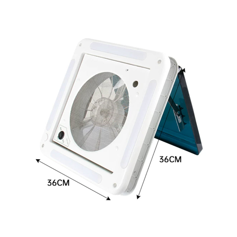 280mm Cutout RV Roof Vent Fan with LED Light | 10-Blade, Bi-Directional