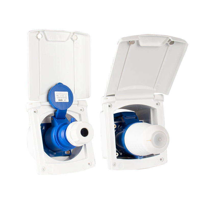 RV Shore Power Inlet Socket with Magnetic Cover | IP44 Weatherproof | 16A / 32A