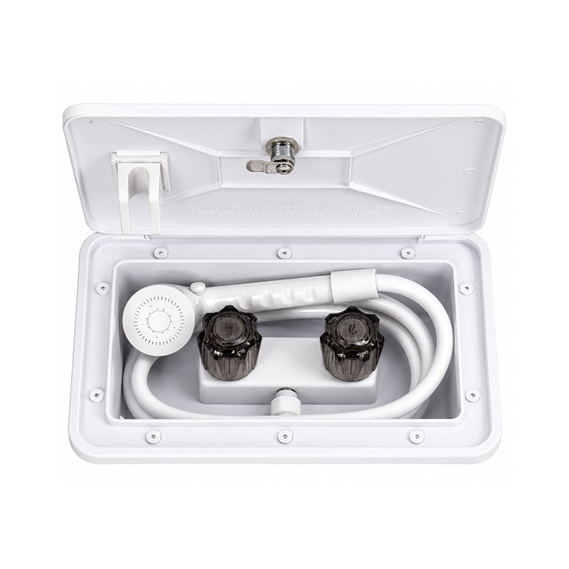 External Shower Box Kit | RV & Marine Outdoor Shower with Hot & Cold Mixer
