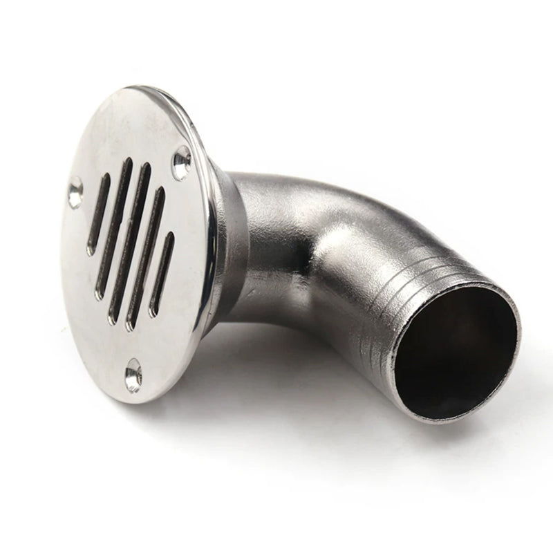 316 Stainless Steel Marine Boat Floor Drain – 90° Deck Scupper with Hose Fitting
