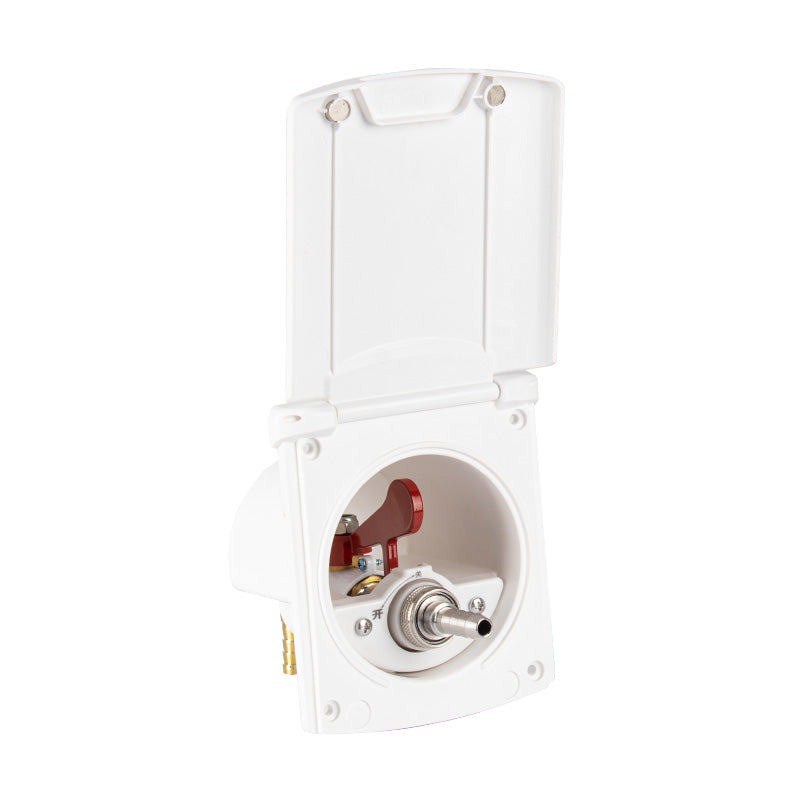 RV Gas Quick Connect Panel with Magnetic Cover & Ball Valve | 10mm Hose Barb