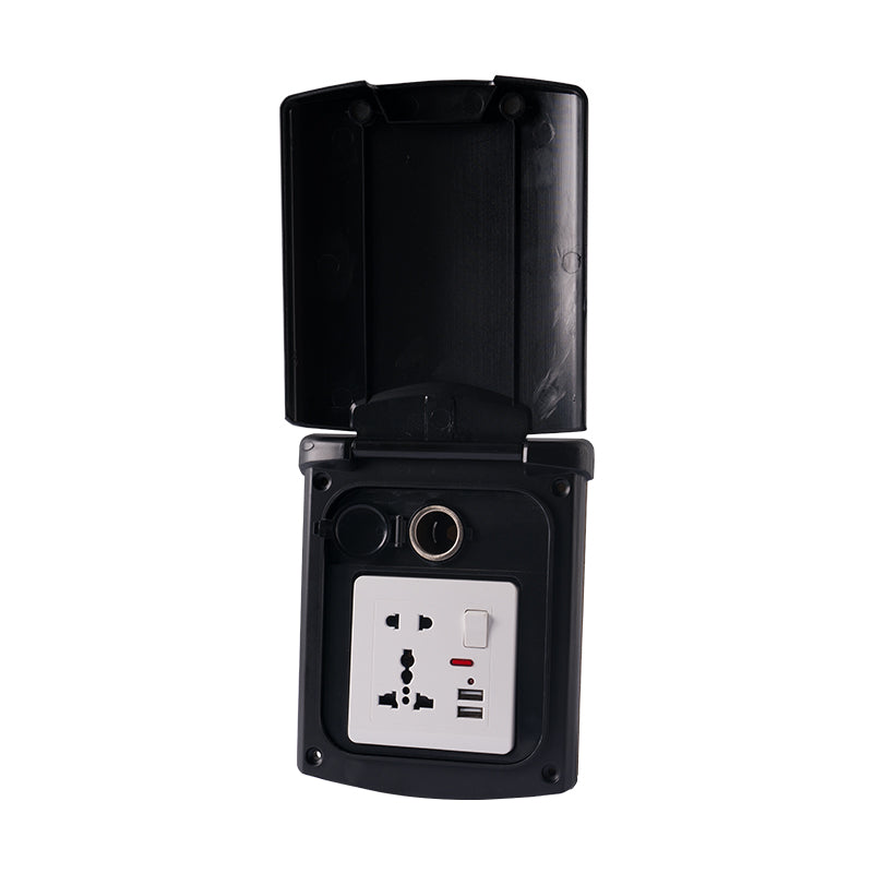 RV Outdoor Socket with Cigarette Lighter Port & Dual USB | IP44 Magnetic Cover