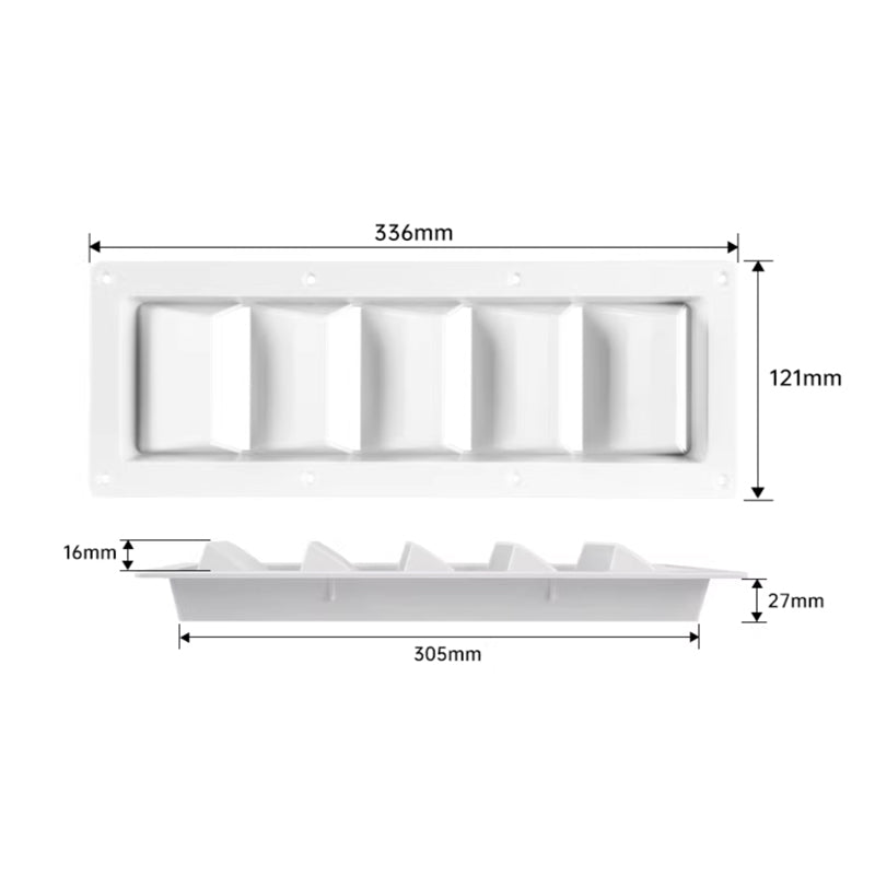 Marine Louvered Vent Cover – 5-Slot ABS