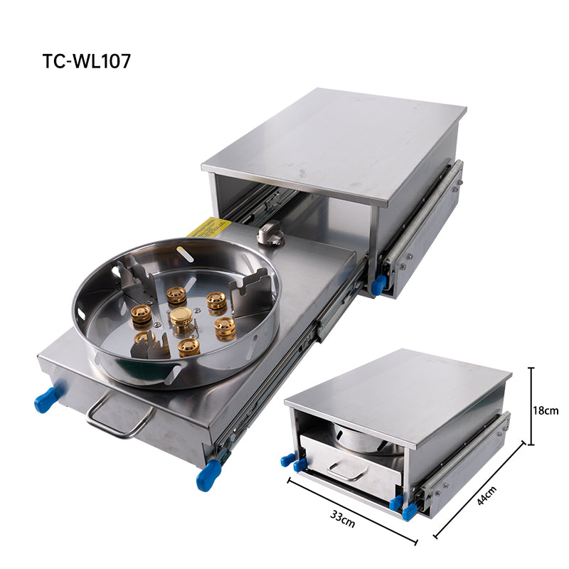 RV Pull-Out Single-Burner Gas Stove – Slide-Out LPG Cooker with Storage Shelf
