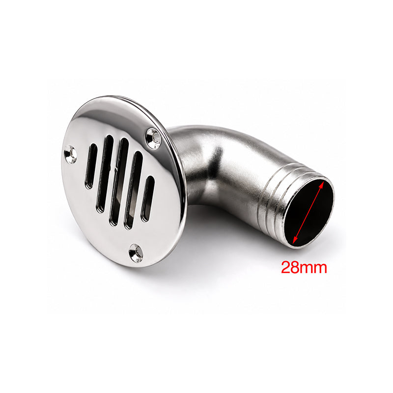 316 Stainless Steel Marine Boat Floor Drain – 90° Deck Scupper with Hose Fitting