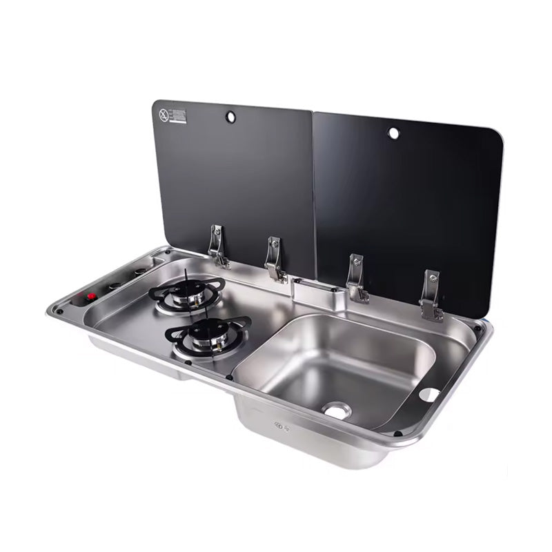 RV Integrated Dual-Burner Gas Stove with Sink