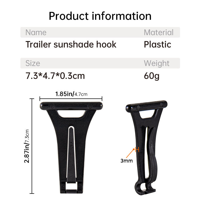Trailer Sunshade Hook – Push-Clip Awning Hanger for RV Trailer Canopy