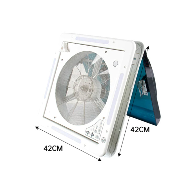 280mm Cutout RV Roof Vent Fan with LED Light | 10-Blade, Bi-Directional