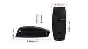 Original black catch drawing with 66 mm length, 13 mm closed profile, 20 mm width and 25 mm hole centres.