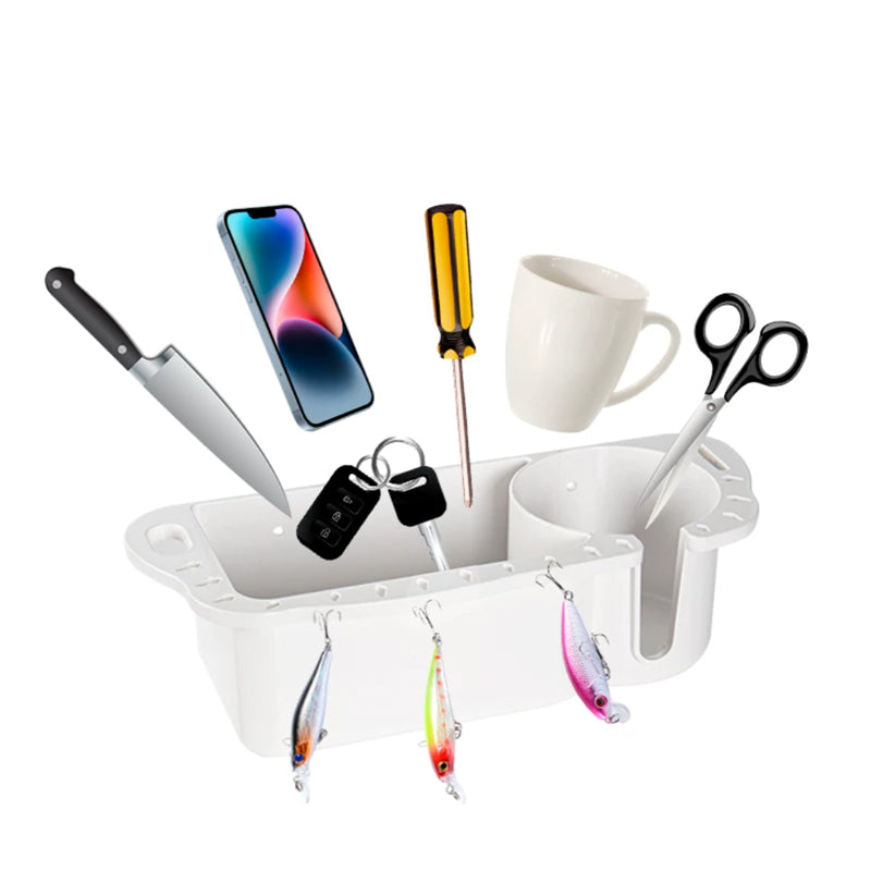 Boat Fishing Storage Box – ABS Deck Organizer with Lure Hooks & Drain Holes
