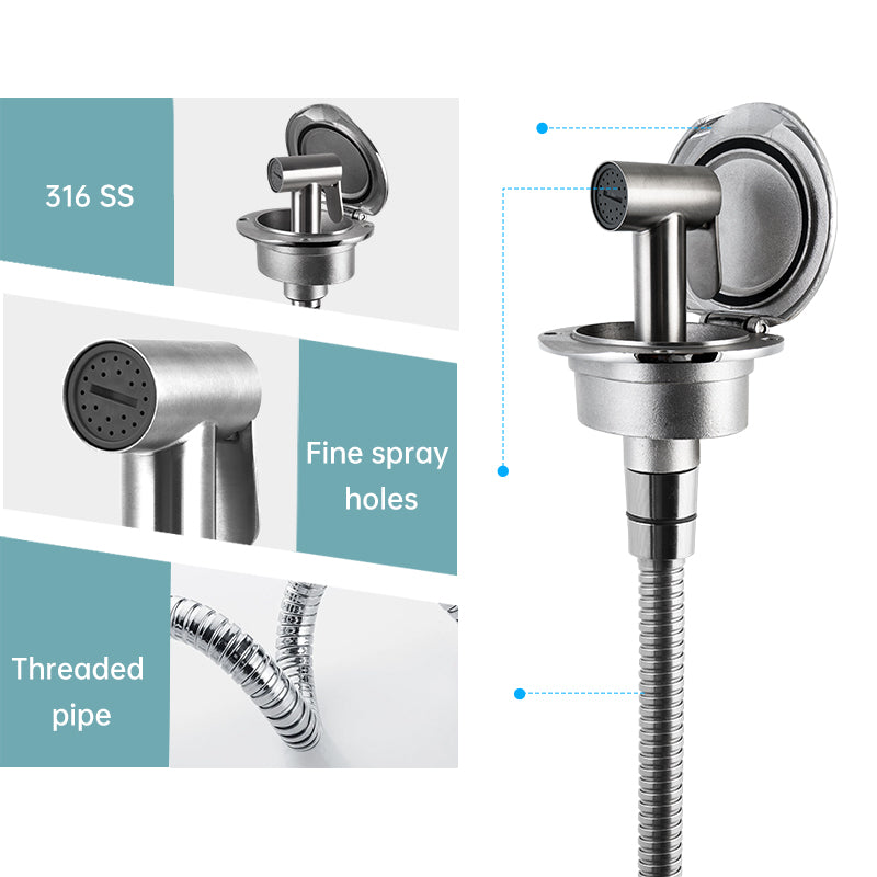 316 Stainless Steel Marine Flush-Mount Shower Kit