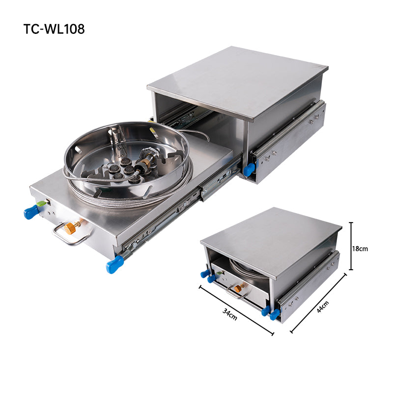 RV Pull-Out Single-Burner Gas Stove – Slide-Out LPG Cooker with Storage Shelf