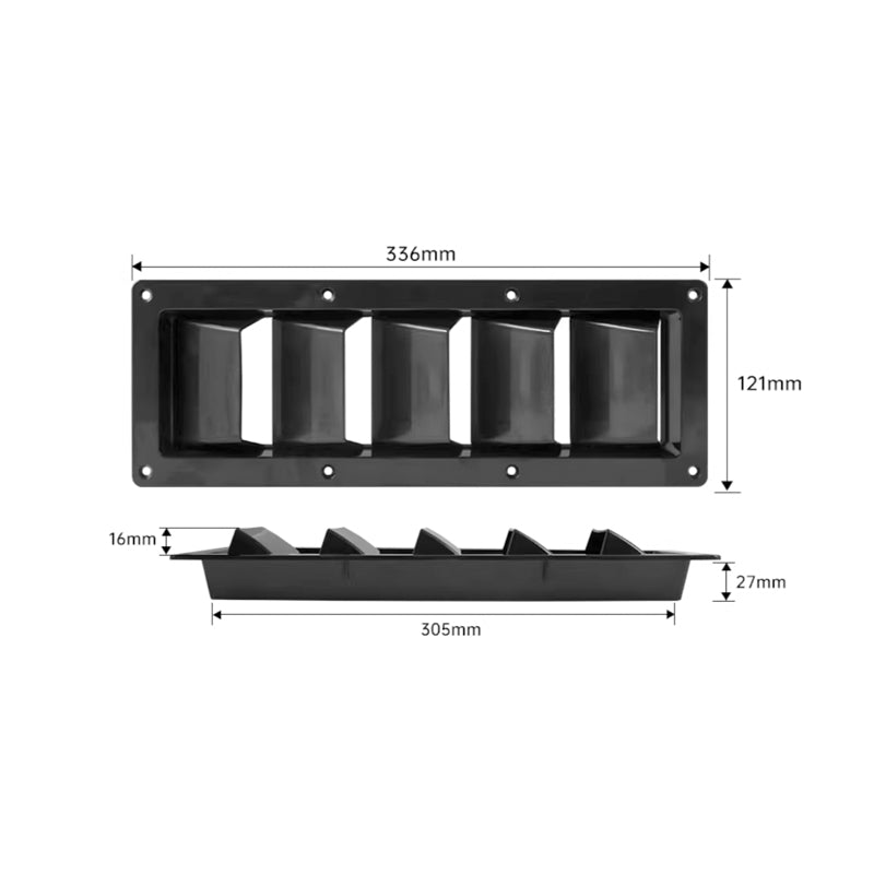 Marine Louvered Vent Cover – 5-Slot ABS
