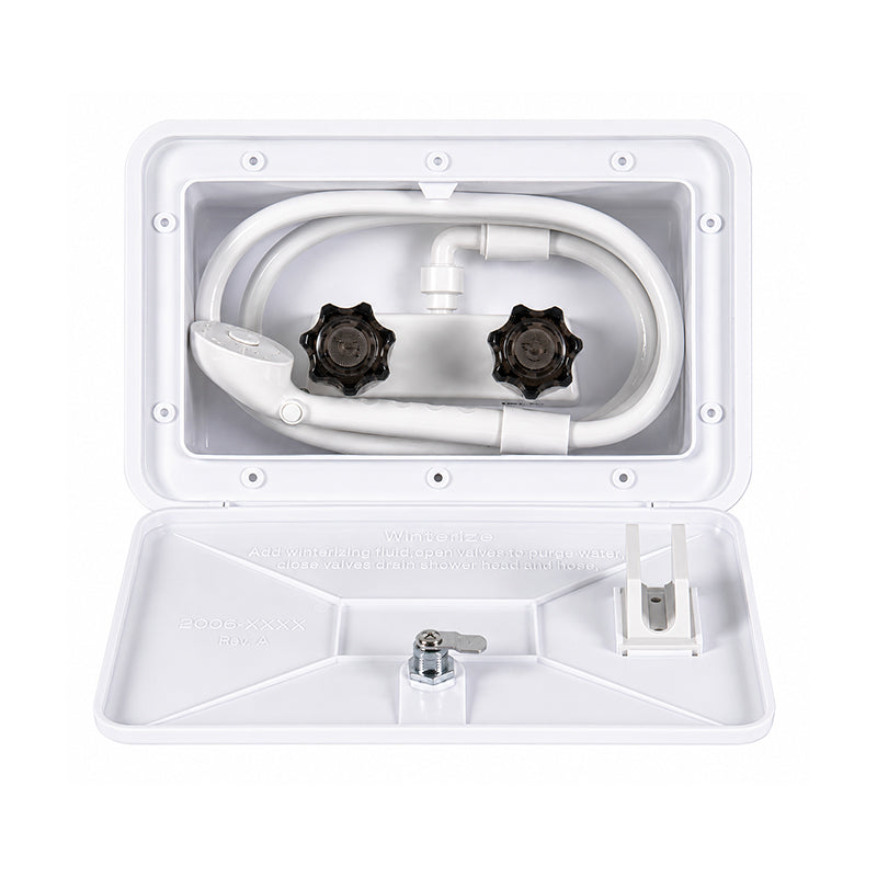 External Shower Box Kit | RV & Marine Outdoor Shower with Hot & Cold Mixer