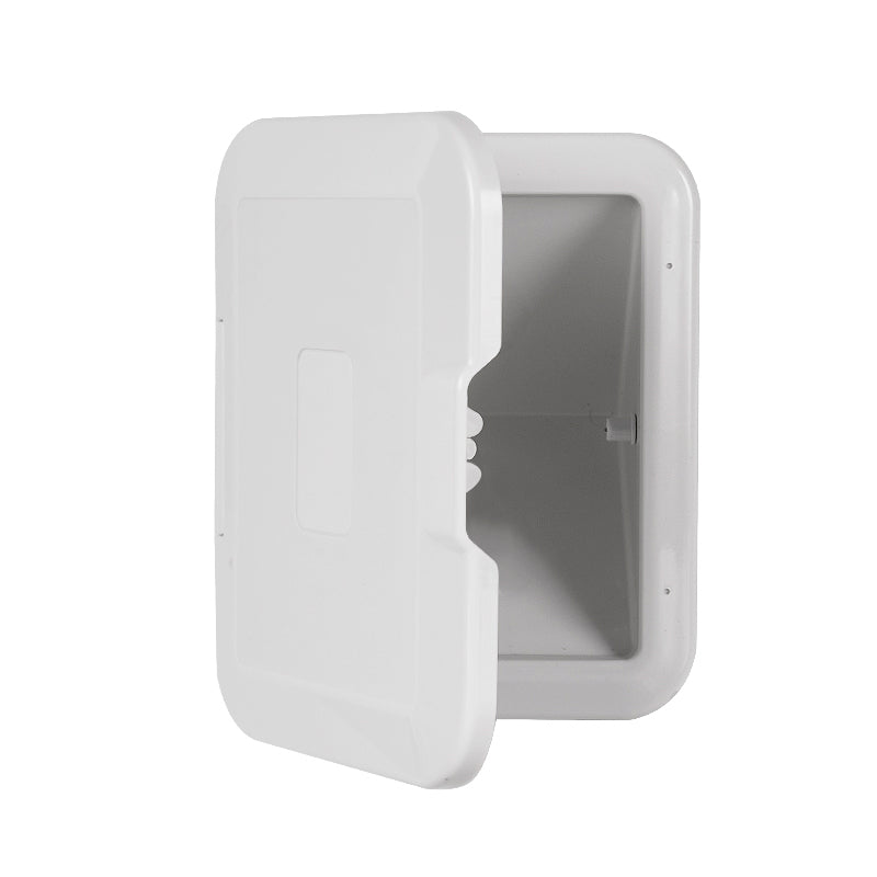 45° Marine Fuel Fill Pocket – Undrilled ABS Retrofit Box for Boat, RV & Caravan (White / Light Gray, With or Without Cover)