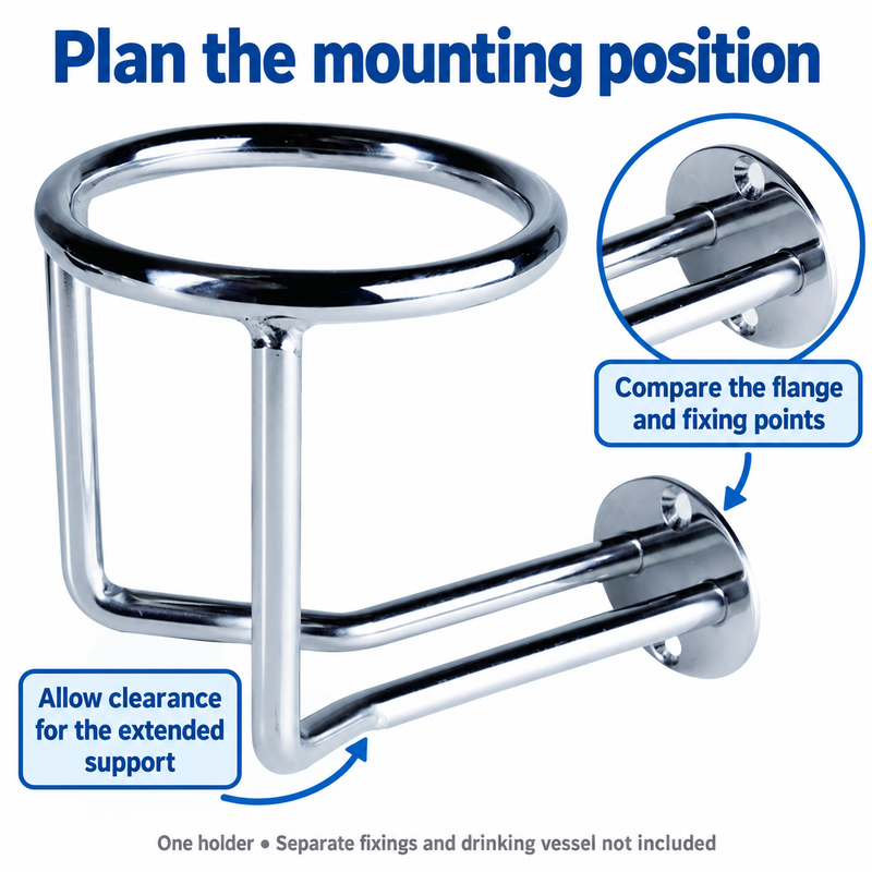 YMBZ10 mounting-space and single-holder supply guide; drinking vessel and fixings not included
