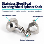304 Stainless Steel Boat Steering Wheel Spinner Knob - Clamp-On Grip Options — product features