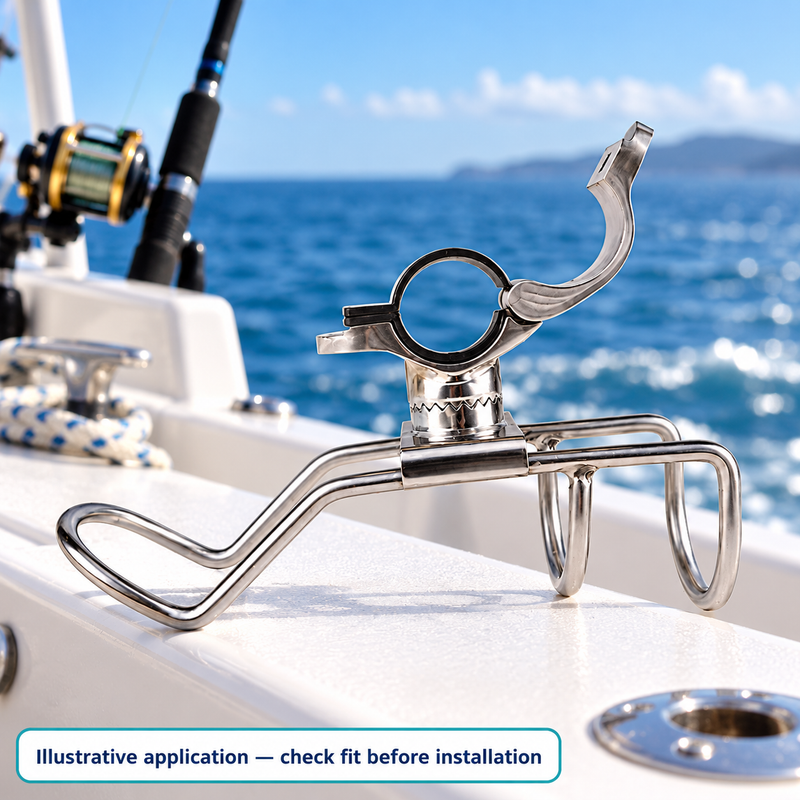 316 Stainless Steel Swivel Boat Fishing Rod Holder - 25/30 mm Mount Options | illustrative use context