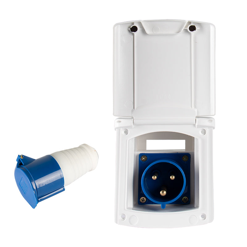 RV Shore Power Inlet Socket with Magnetic Cover | IP44 Weatherproof | 16A / 32A
