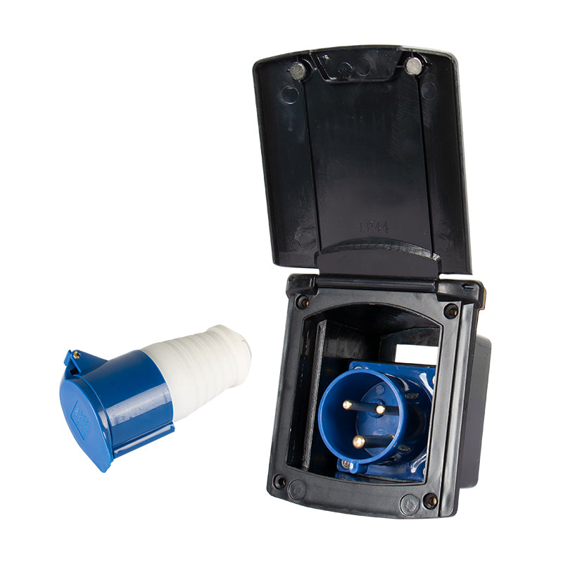 RV Shore Power Inlet Socket with Magnetic Cover | IP44 Weatherproof | 16A / 32A