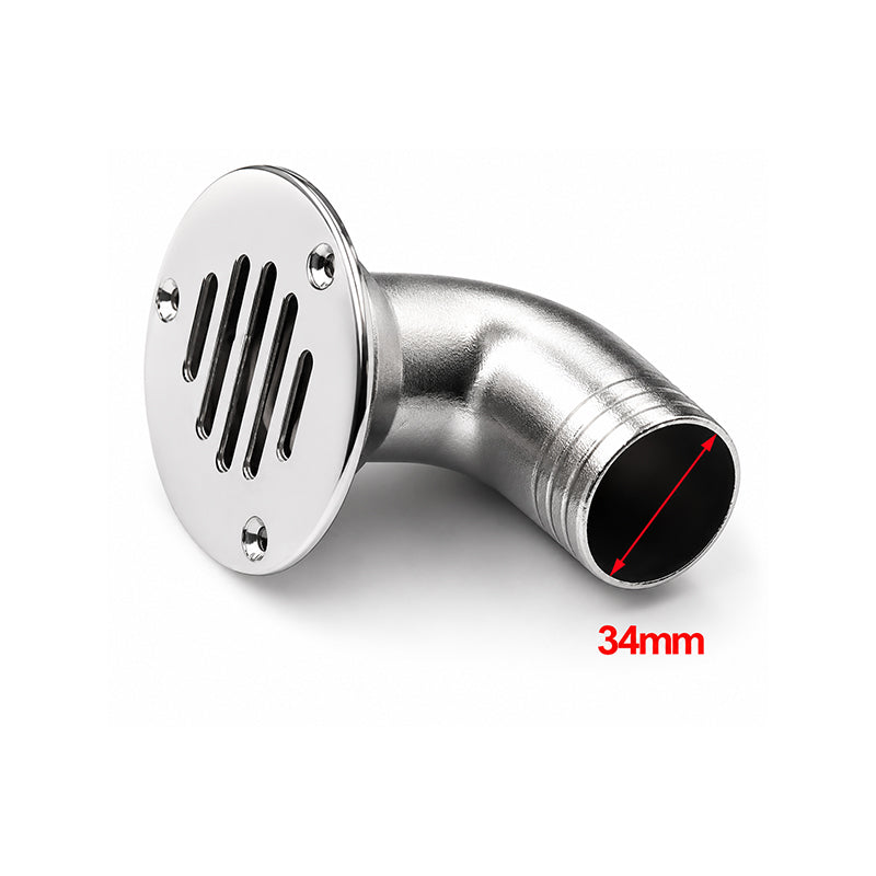 316 Stainless Steel Marine Boat Floor Drain – 90° Deck Scupper with Hose Fitting