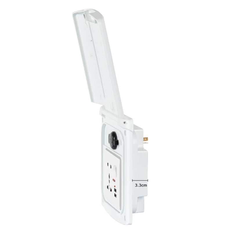 RV Outdoor Socket with Cigarette Lighter Port & Dual USB | IP44 Magnetic Cover