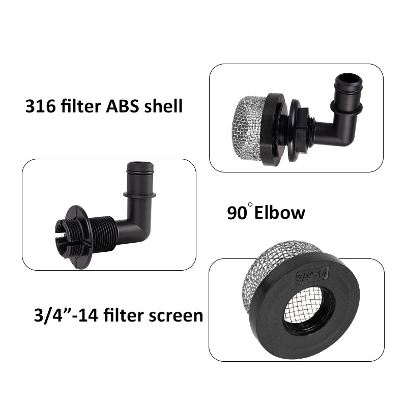 Marine Livewell Drain Outlet with Stainless Steel Filter Screen