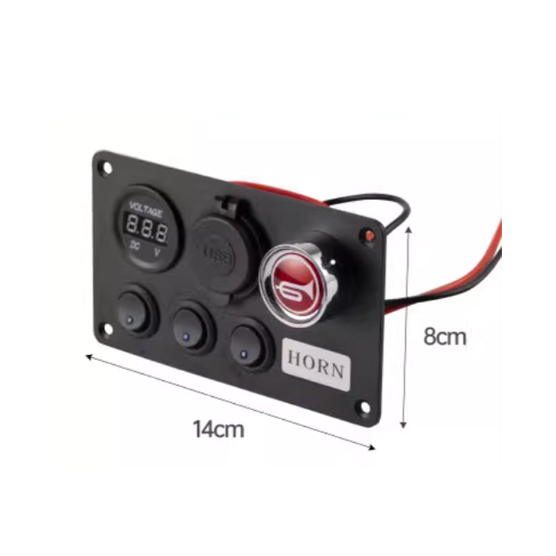 Marine Rocker Switch Control Panel – DC 12V/24V, Red LED, Waterproof