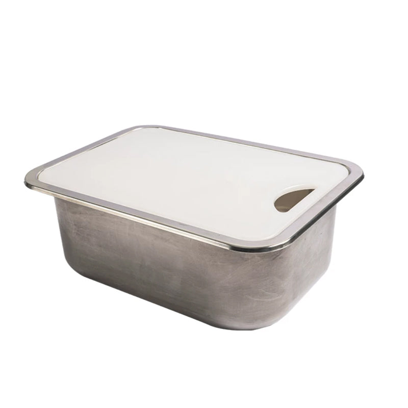 RV Stainless Steel Sink with PE Cutting Board Lid for Camper & Boat