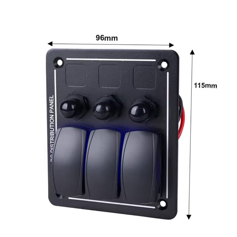 Marine Rocker Switch Control Panel – DC 12V/24V, Red LED, Waterproof