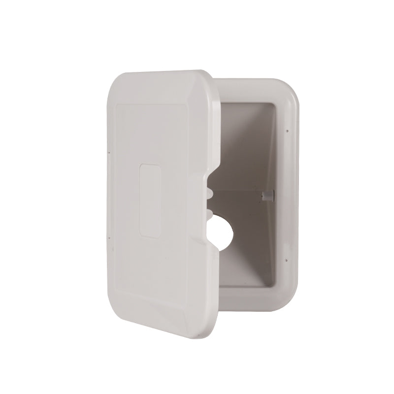 45° Marine Fuel Fill Pocket – Undrilled ABS Retrofit Box for Boat, RV & Caravan (White / Light Gray, With or Without Cover)