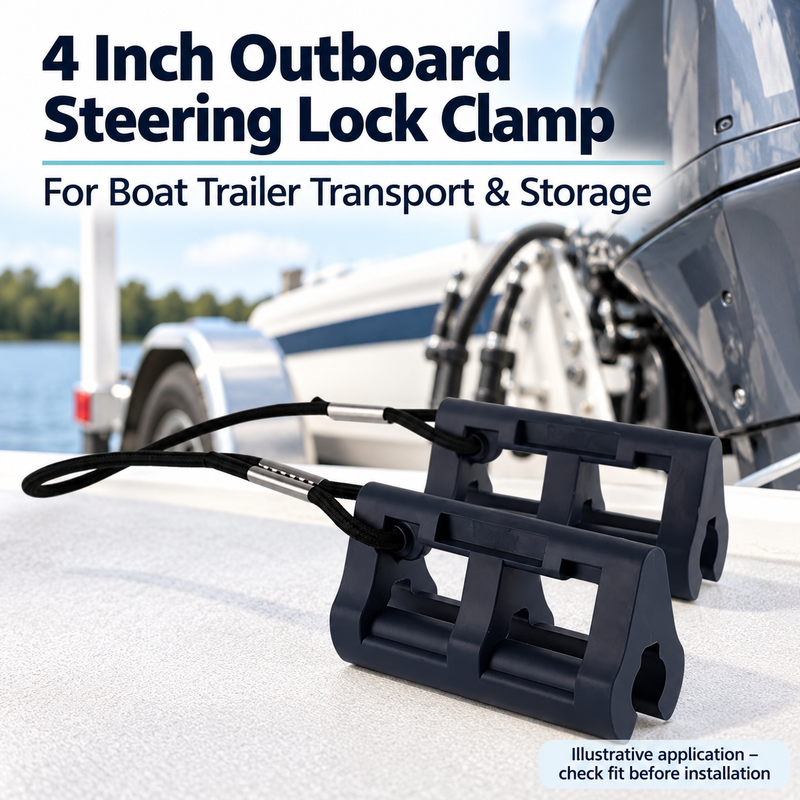 4 Inch Outboard Steering Lock Clamp for Boat Trailer Transport & Storage | illustrative use context