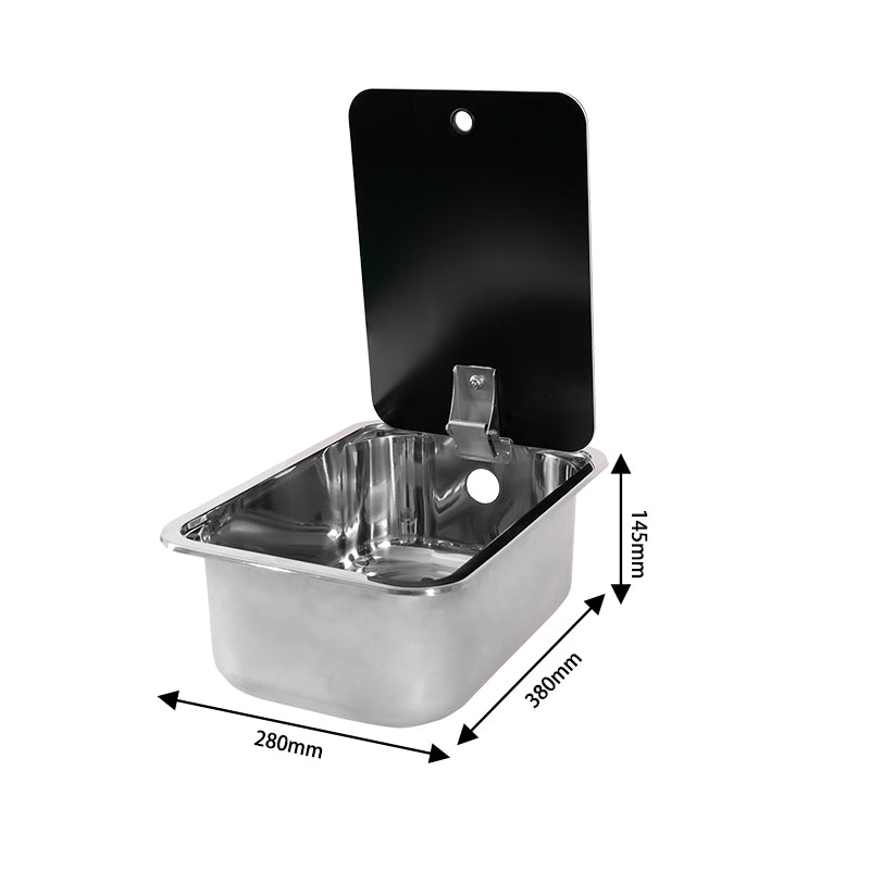 RV Camper Stainless Steel Sink with Lid and Folding Faucet