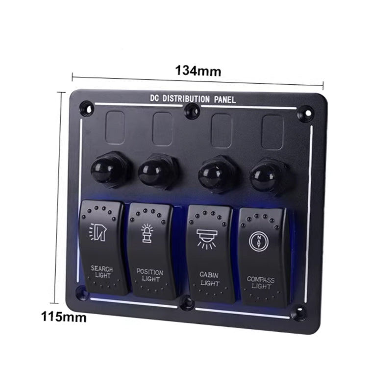 Marine Rocker Switch Control Panel – DC 12V/24V, Red LED, Waterproof