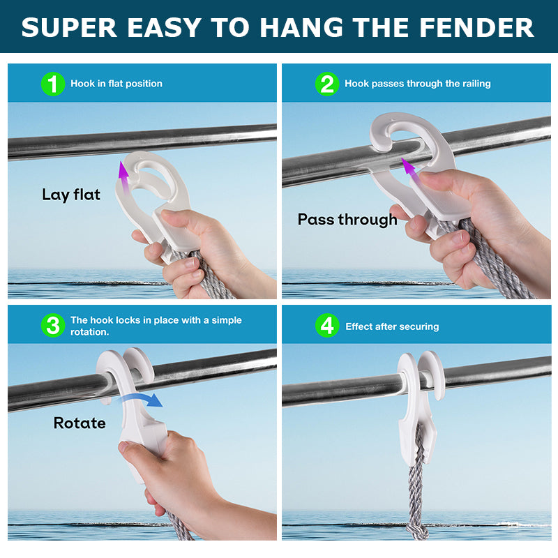 boat Fender Clips – Adjustable Marine Fender Hangers for Boat Railings | Product image 5