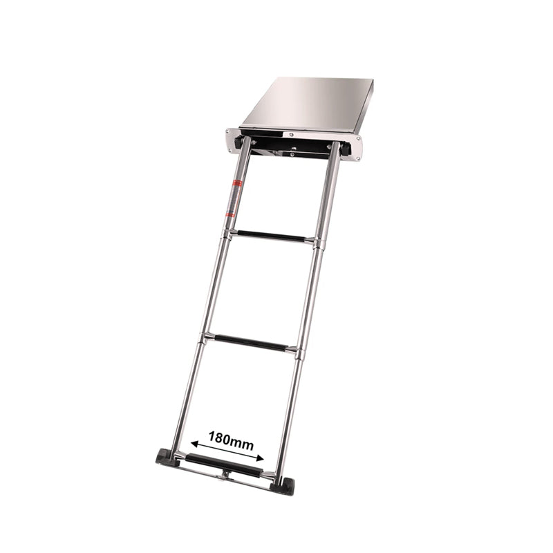Stainless Steel Folding Boat Ladder – 3 & 4 Step Telescoping Swim Ladder with Box Storage