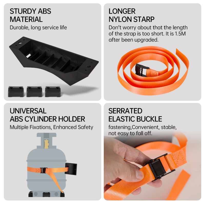 Cylinder Fixing Bracket | Wall Mount Gas Tank Holder with 1.5M Nylon Strap