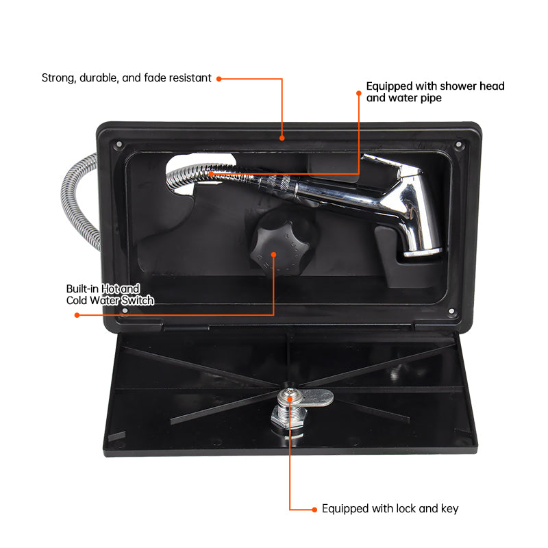 RV Exterior Shower Box Kit with Lock - Hot & Cold Outdoor Shower