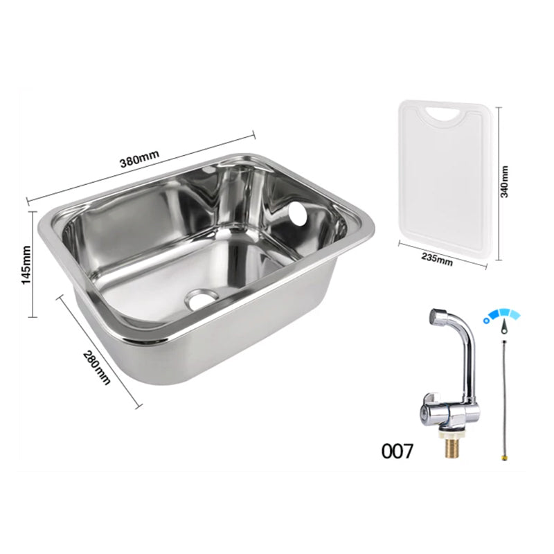 RV Stainless Steel Sink with PE Cutting Board Lid for Camper & Boat