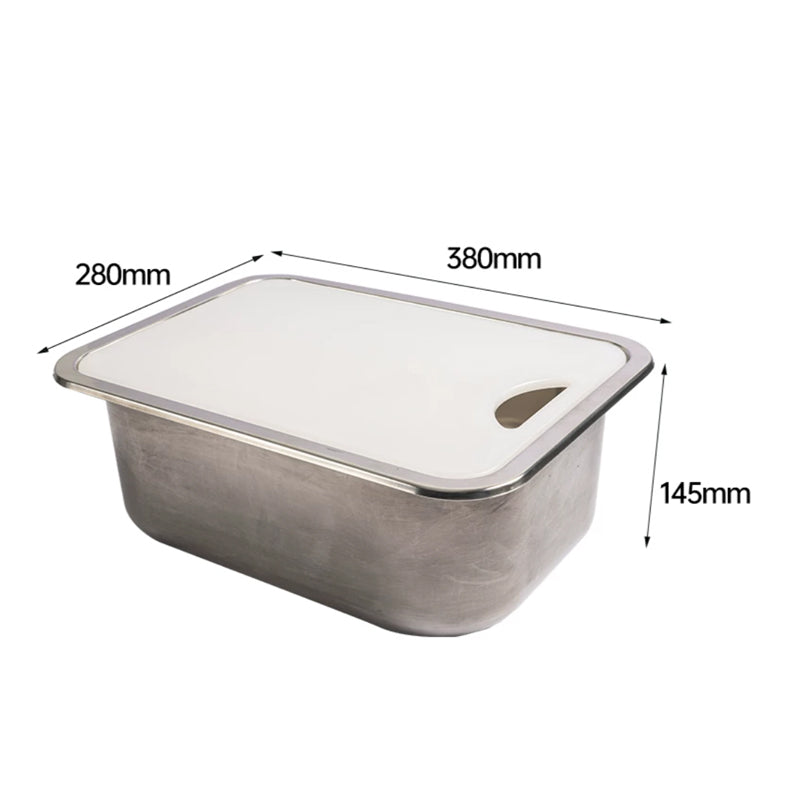 RV Stainless Steel Sink with PE Cutting Board Lid for Camper & Boat