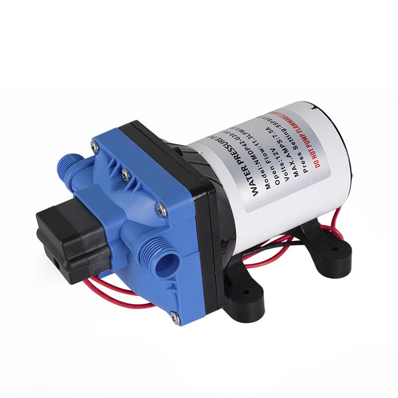 DC Diaphragm Water Pump – 12V/24V Self-Priming, Bypass Return, Dry-Run Safe