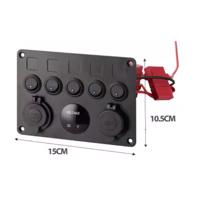 Marine Rocker Switch Control Panel – DC 12V/24V, Red LED, Waterproof