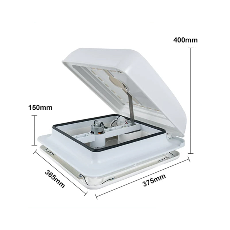 280mm Cutout RV Roof Vent Fan with LED Light | 10-Blade, Bi-Directional